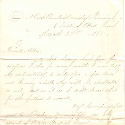Correspondence to Abba Fowler from S. Skeesuck -- Mar 1865