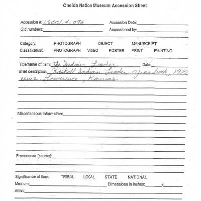 A2001.004.096 accession sheet