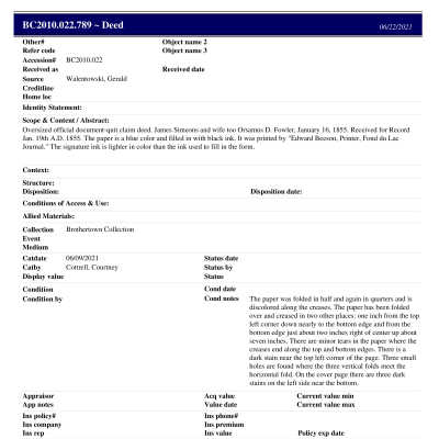 BC2010.022.789 PP: Past Perfect Summary from 2021