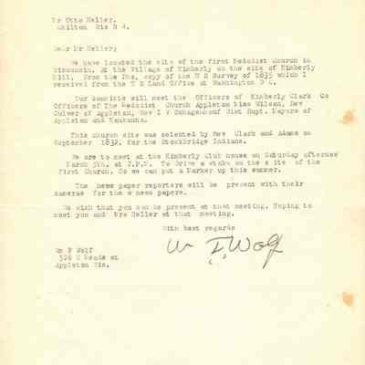 Letter from Wm F Wolf to Otto Heller