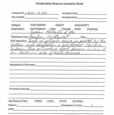 A2001.004.091 accession sheet