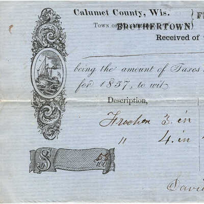 O. D. Fowler Tax Receipt for 1857