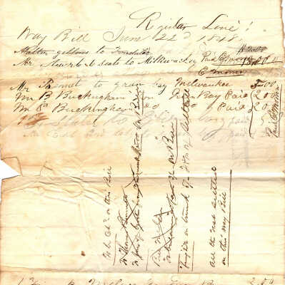 Way Bill June 22, 1848