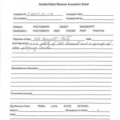 P2001.003.179 accession sheet