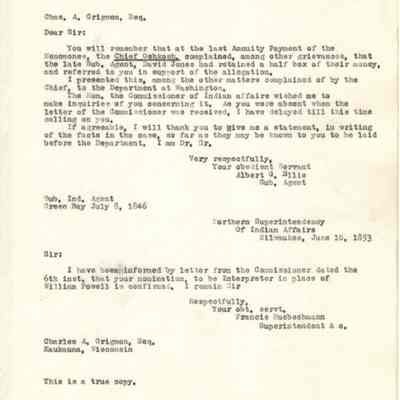 Letter from Francis Huebschmann to Charles A. Grignon