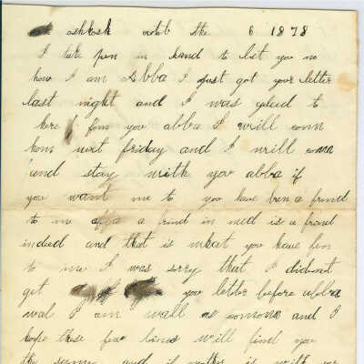 Correspondence from Royetta Dick -- Oct 1878