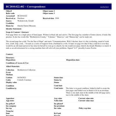 BC2010.022.402 PP: Past Perfect Summary from 2021