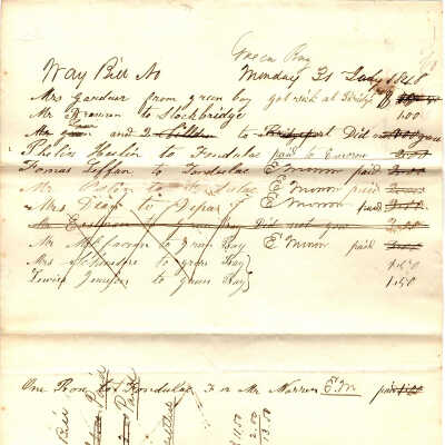 Way Bill Green Bay July 31, 1848