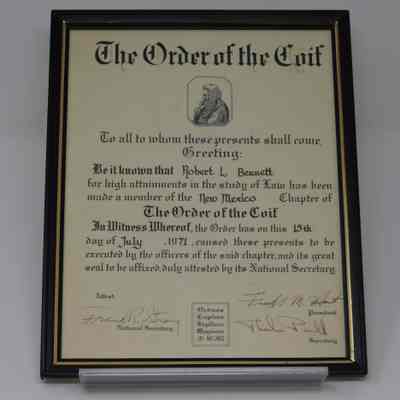 Robert "Bob" Bennett Certificate