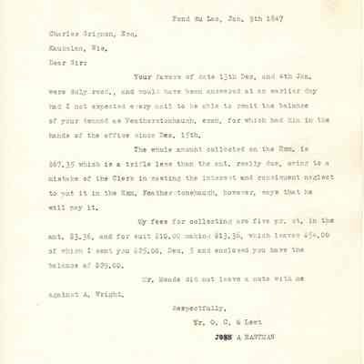 Letter to Charles A. Grignon