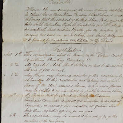 Constitution for Calumet County Republic Printing Company