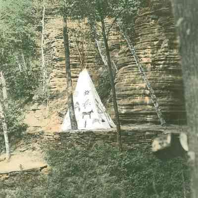 Tipi in wooded area