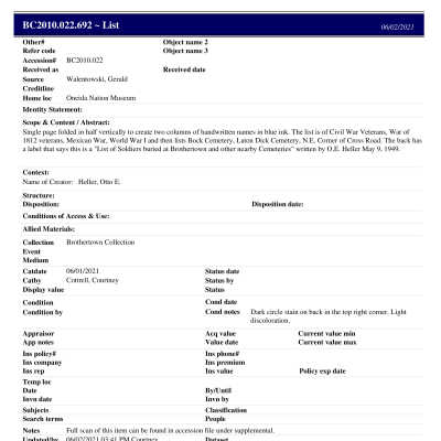 BC2010.022.692 PP: Past Perfect Summary from 2021