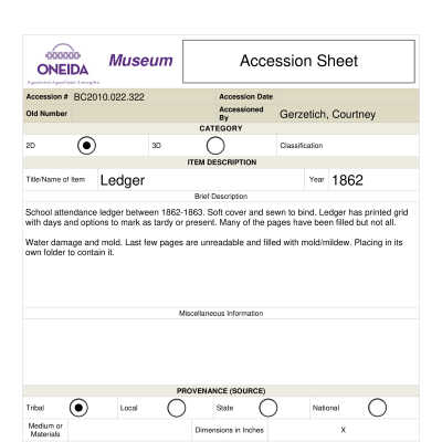 School Attendance Ledger, 1862-1863