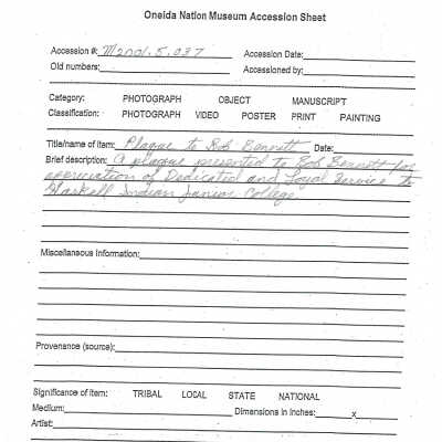 A2001.005.037 accession sheet