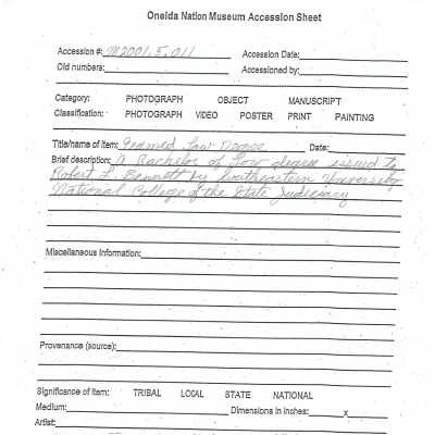 A2001.005.011 accessionsheet