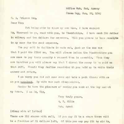 Letter to Charles A. Grignon