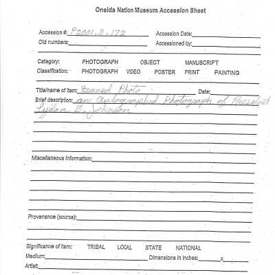 P2001.003.172 accession sheet