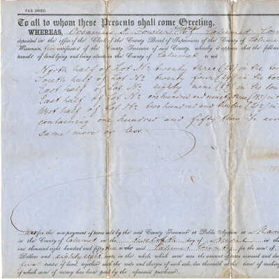 Calumet County to O. D. Fowler Tax Deed -- Mar 1857