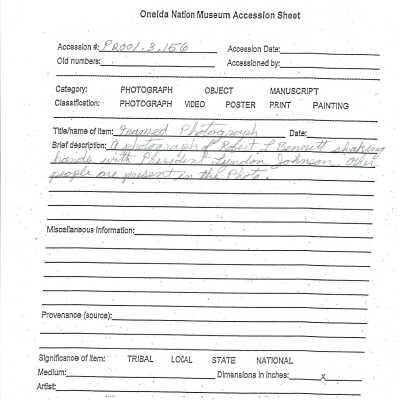 P2001.003.156 accession sheet