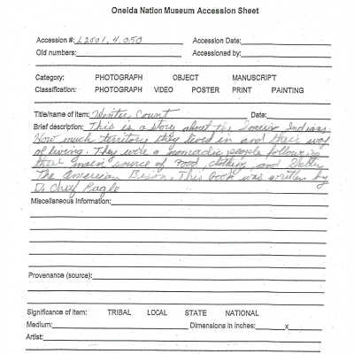 A.2001.004.050 accession sheet