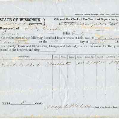 O. D. Fowler Receipt -- April 1851