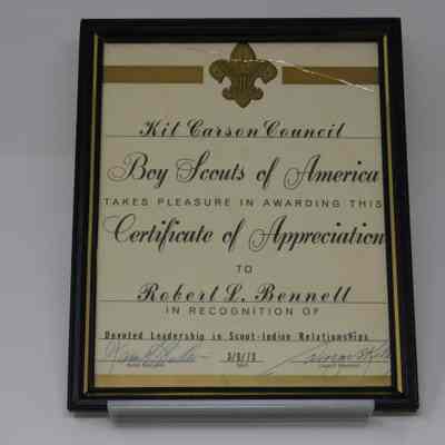 Robert "Bob" Bennett Certificate