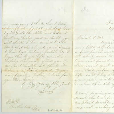 Correspondence to E. M. D. from Leesh -- Apr 1875