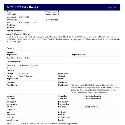 BC2010.022.837 PP: Past Perfect Summary from 2021