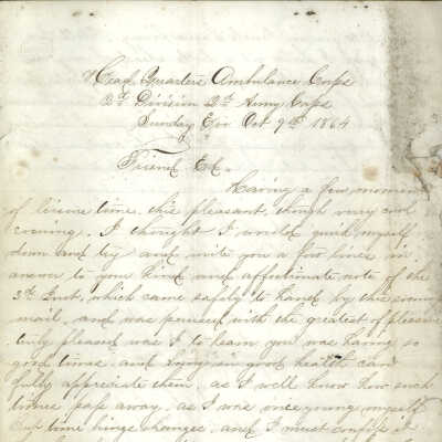 Correspondence to Ed from John W. Dick -- Oct 1864