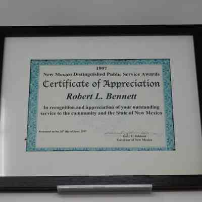 Robert "Bob" Bennett Certificate
