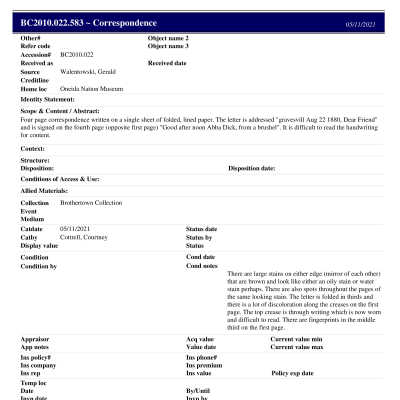 BC2010.022.583 PP: Past Perfect Summary from 2021