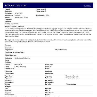 BC2010.022.703 PP: Past Perfect Summary from 2021