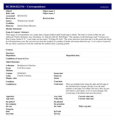 BC2010.022.514 PP: Past Perfect Summary from 2021