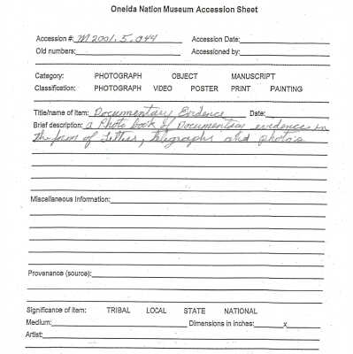 A2001.005.044 accession sheet