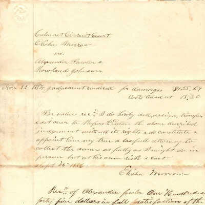 Judgement for Elisha Marrow vs. Alexander Fowler