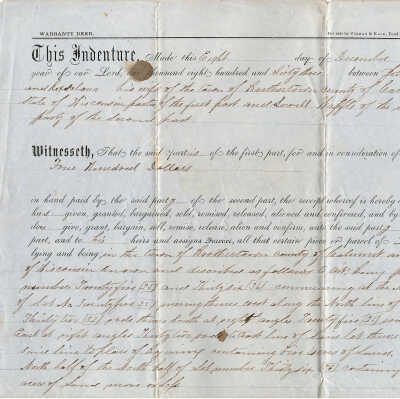 Warranty Deed for John Waffle and Lowell Waffle -- Dec 1863