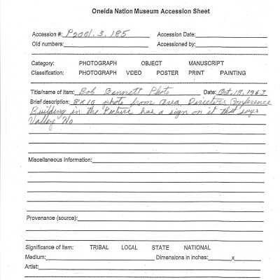 P2001.003.185 accession sheet