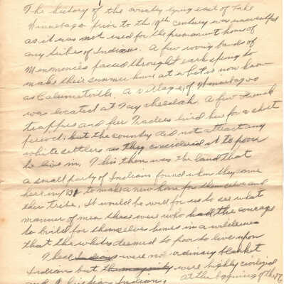 Handwritten Notes on the "History of the County lying East of Lake Winnebago"