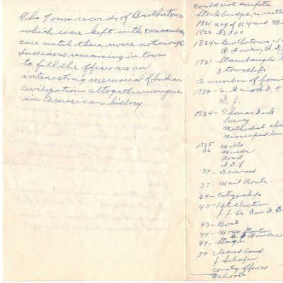 "The Town Records of Brothertown" with List of Events