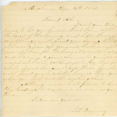 Correspondence to A. L. from T. F. Dunney -- Dec 1860