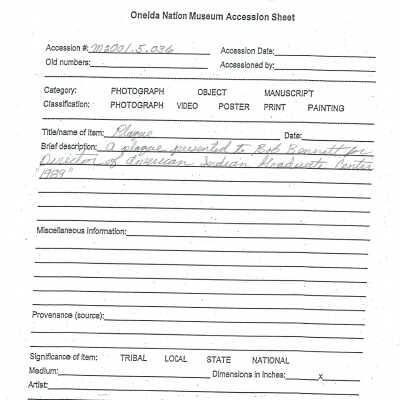 A2001.005.036 Accession Sheet