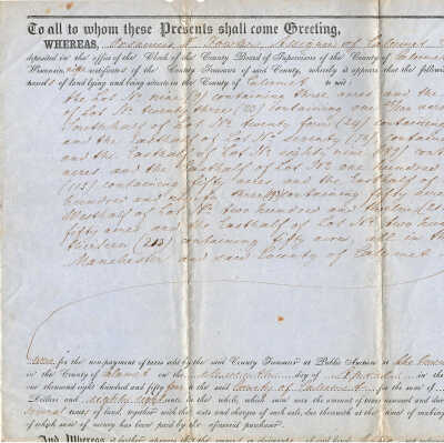Calumet County to Orsamus D. Fowler Tax Deed -- April 1857