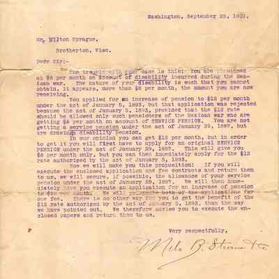 Correspondence to Mr. Milton Sprague -- Sep 1901