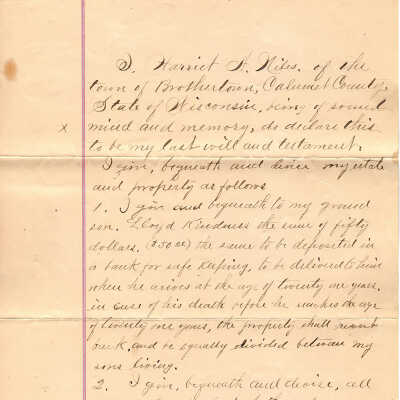 Will of Harriet H. Niles