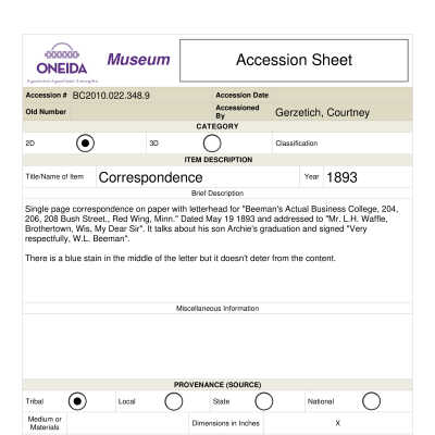 BC.2010.022.348.9 Accession Sheet