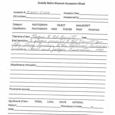 A2001.005.039 accession sheet