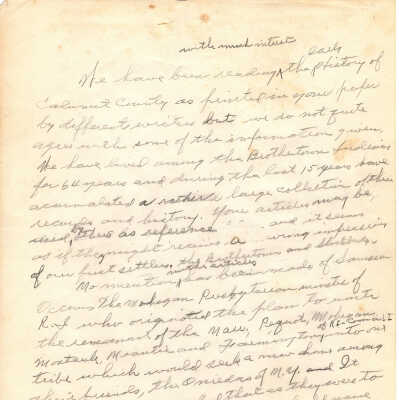 Handwritten Notes about Brothertown History starting with Occum