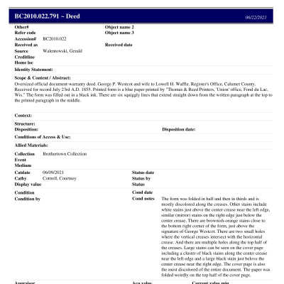 BC2010.022.791 PP: Past Perfect Summary from 2021