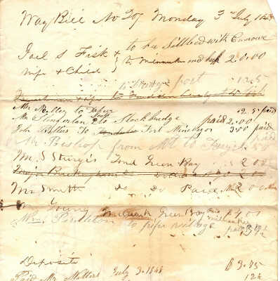 Way Bill July 3, 1848